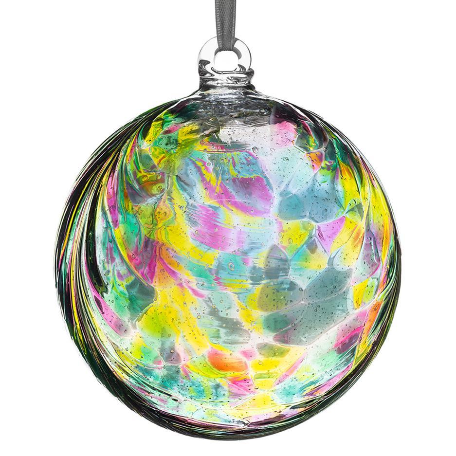 sienna glass 10cm Friendship Ball - Feather Design - Hummingbird