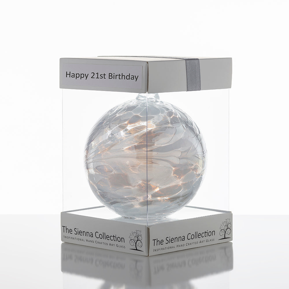 sienna glass 10cm Friendship Ball - Happy 21st Birthday