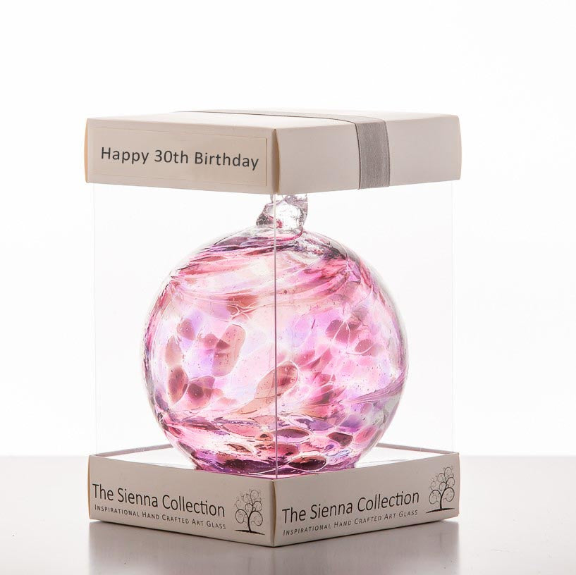 sienna glass 10cm Friendship Ball - Happy 30th Birthday