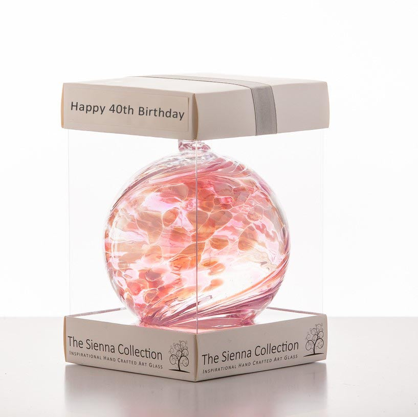sienna glass 10cm Friendship Ball - Happy 40th Birthday