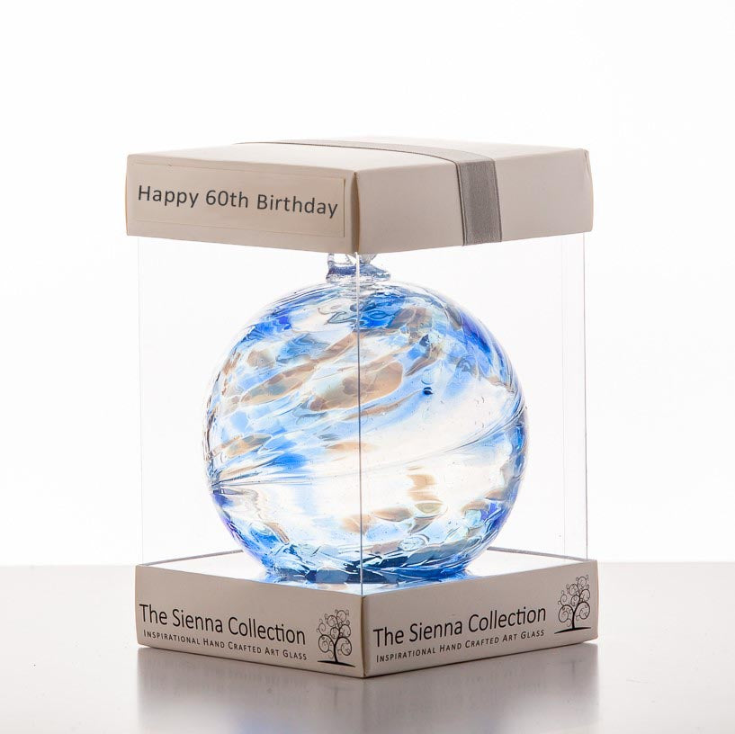 sienna glass 10cm Friendship Ball - Happy 60th Birthday