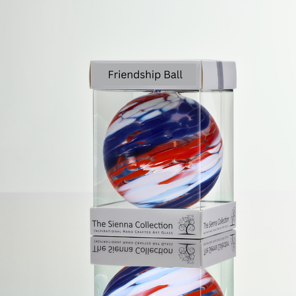 Sienna Glass 10cm Friendship Ball - Red White And Blue