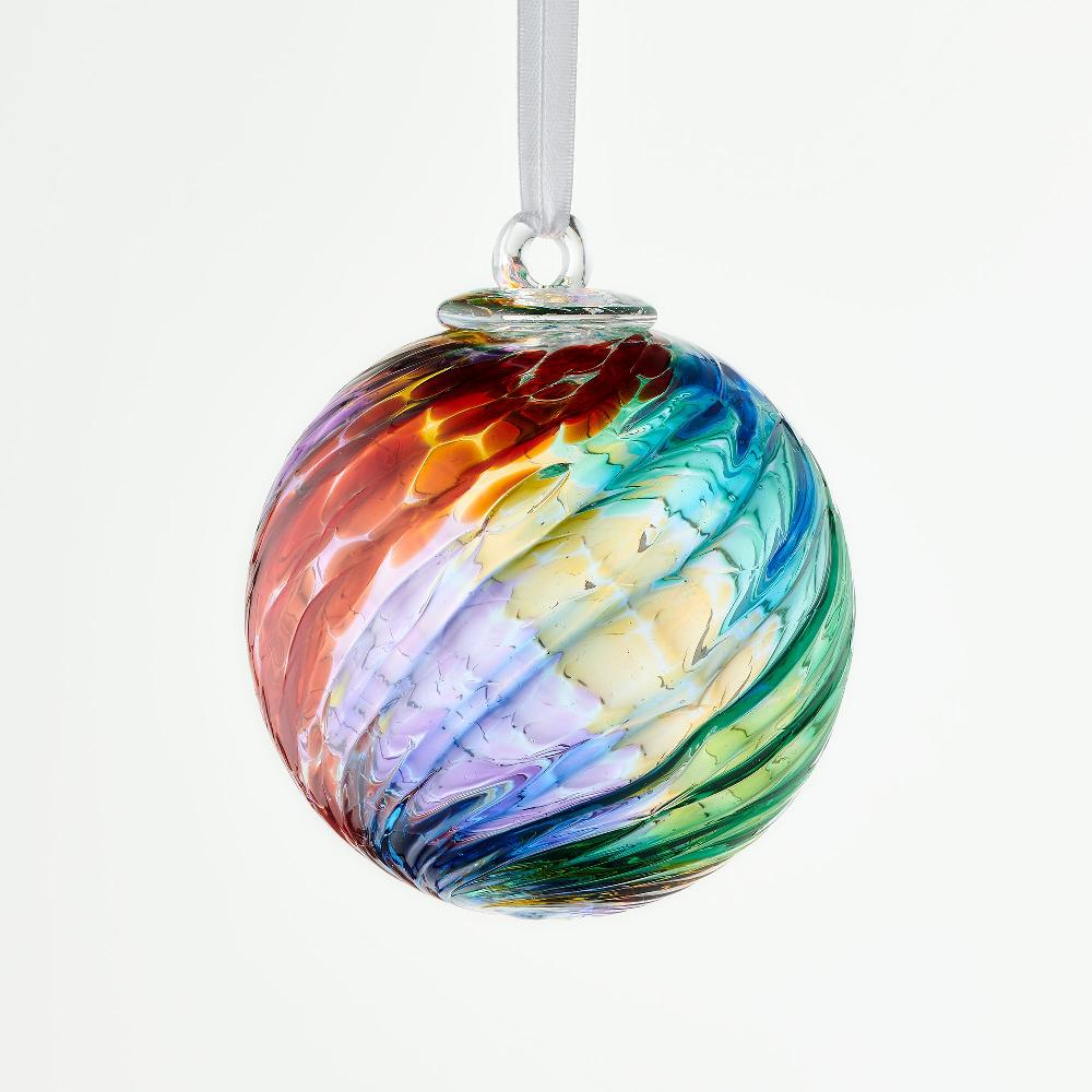 sienna glass 10cm Friendship Ball - Swirl - Multicoloured