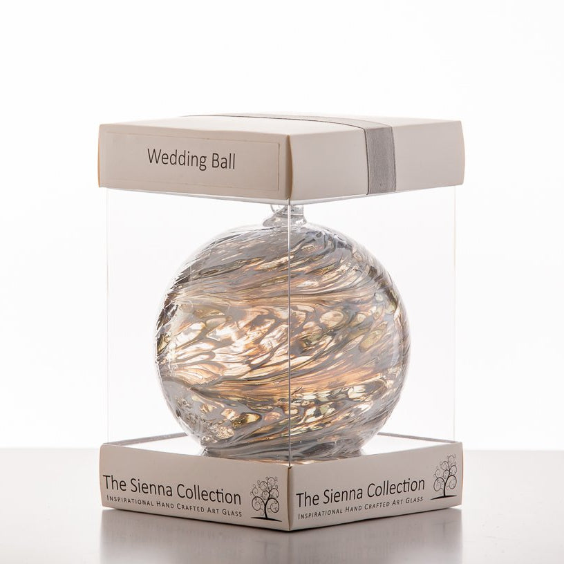 sienna glass 10cm Friendship Ball - Wedding - Pastel Silver