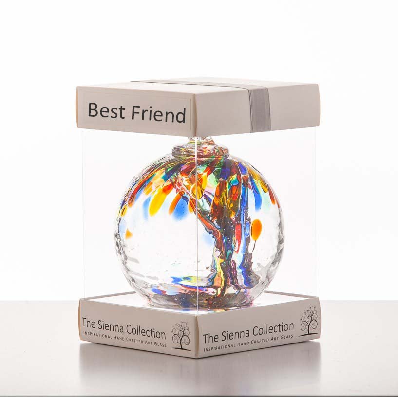 sienna glass 10cm Spirit Ball - Best Friend - Multicoloured