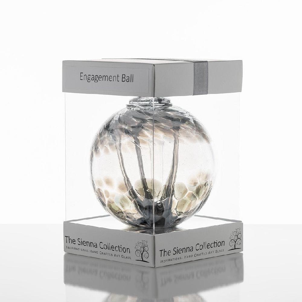 sienna glass 10cm Spirit Ball - Engagement - Pastel Silver