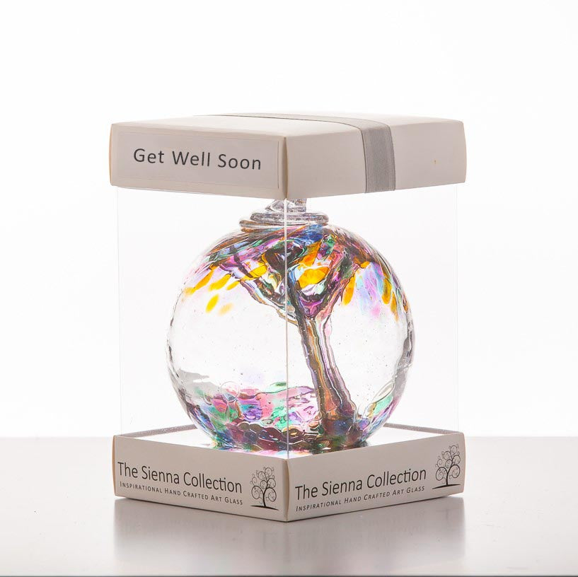 sienna glass 10cm Spirit Ball - Get Well Soon- Multicoloured Turquoise
