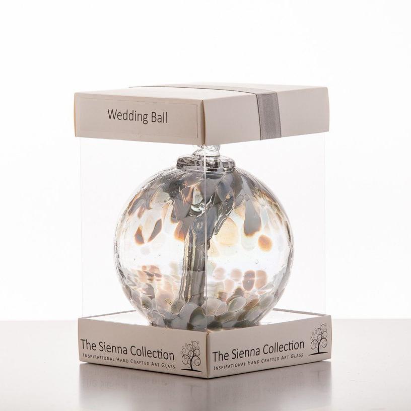sienna glass 10cm Spirit Ball - Wedding - Pastel Silver