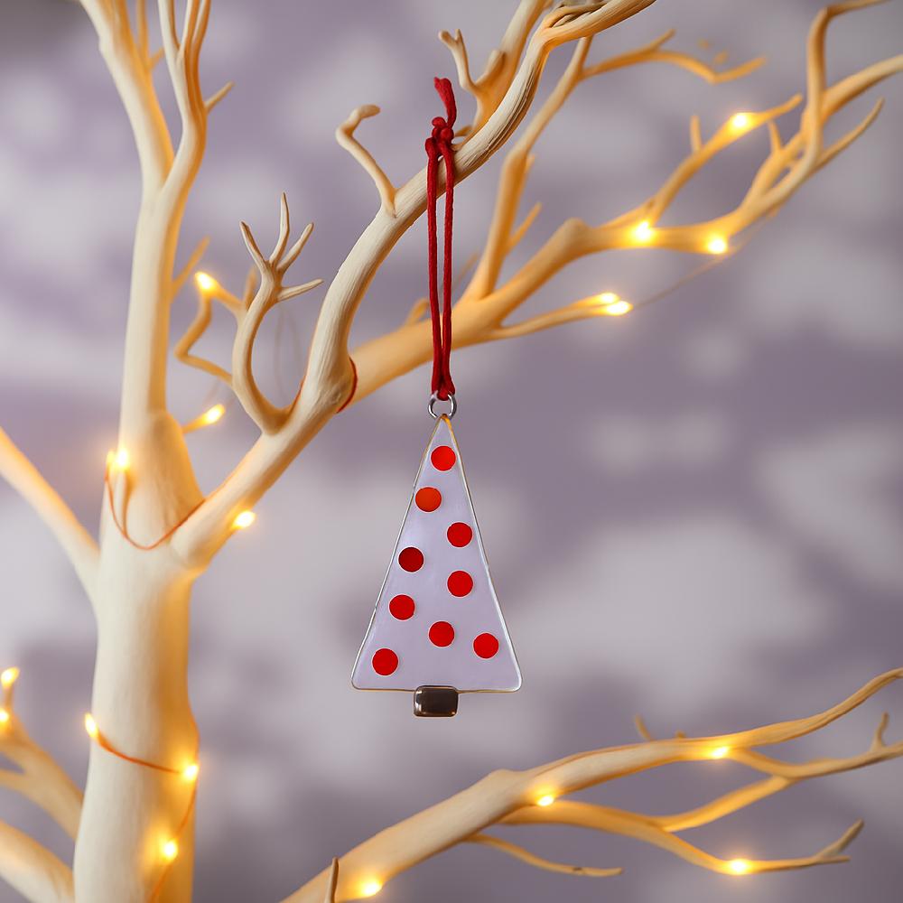 sienna glass Fused Glass Christmas Tree Ornament - Christmas Tree - Clear/Red