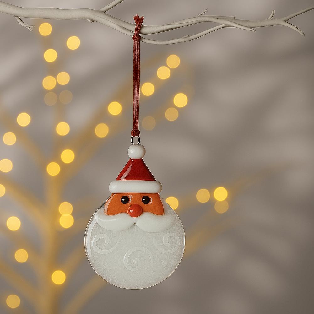 sienna glass Fused Glass Christmas Tree Ornament - Santa
