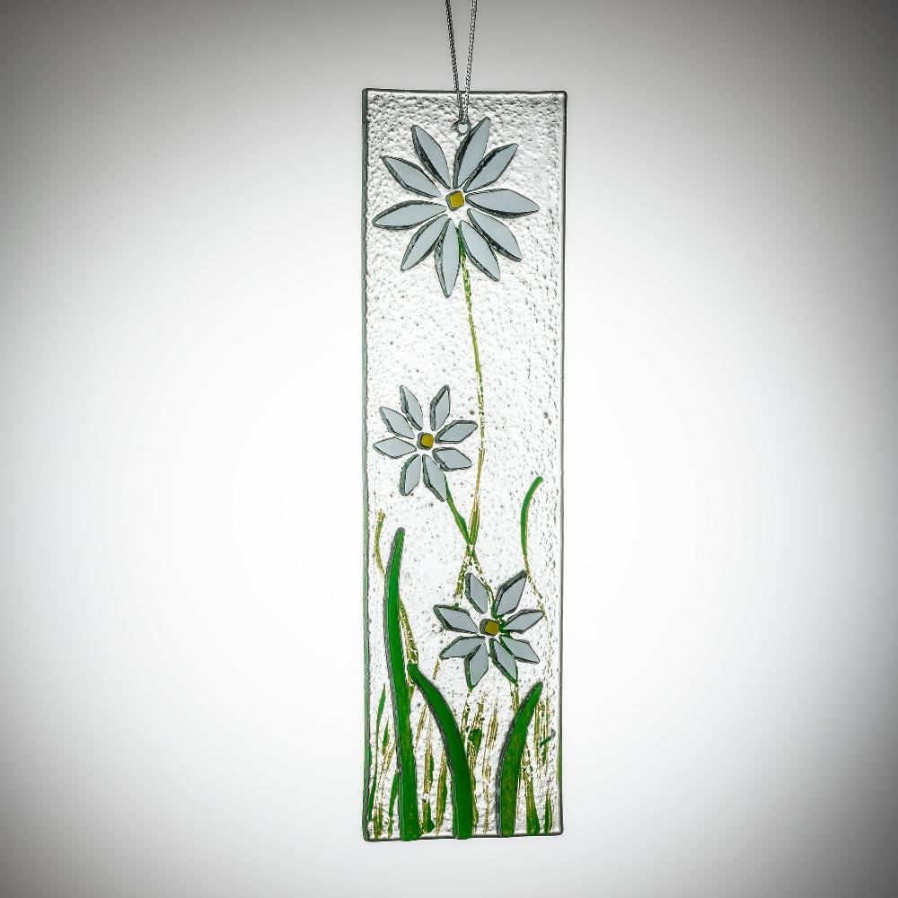 sienna glass Hanging Decorative Flower Plaque - White