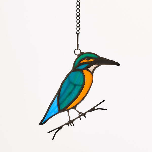 Sienna Glass Hanging Stained Glass Bird - King Fisher