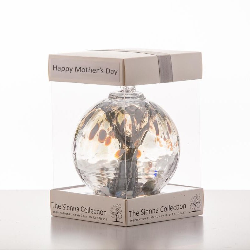 sienna glass Mother's Day 10cm Spirit Ball - Pastel Silver