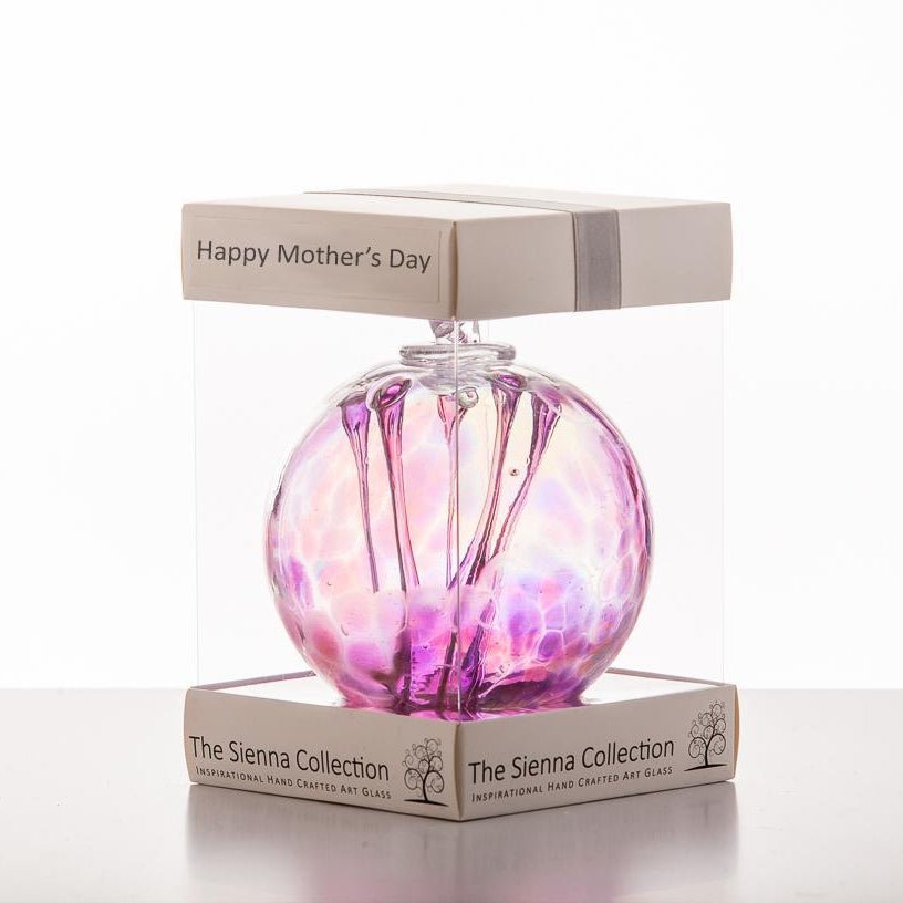 sienna glass Mother's Day 10cm Spirit Ball - Pink & Purple