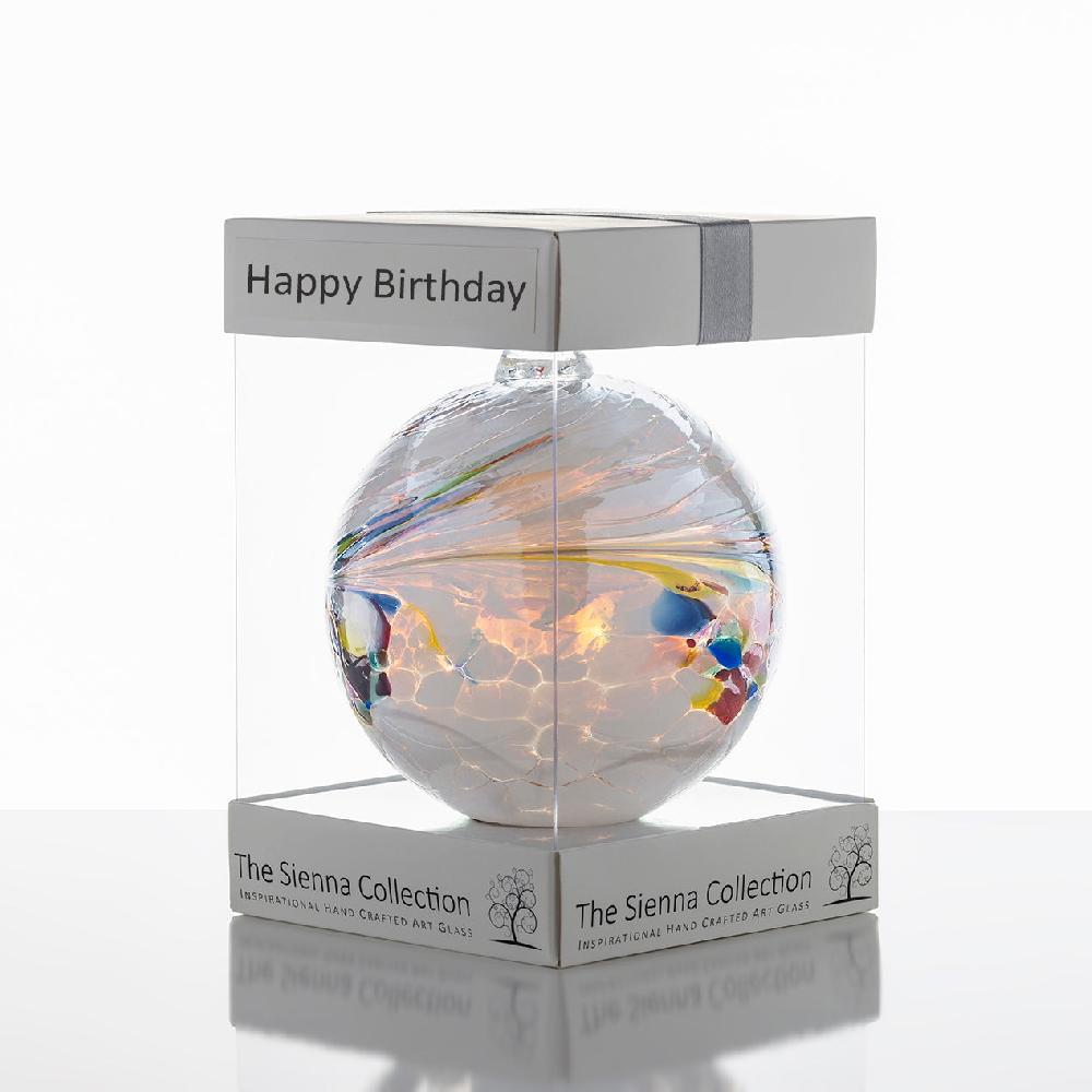sienna glass 10cm Friendship Ball - Happy Birthday