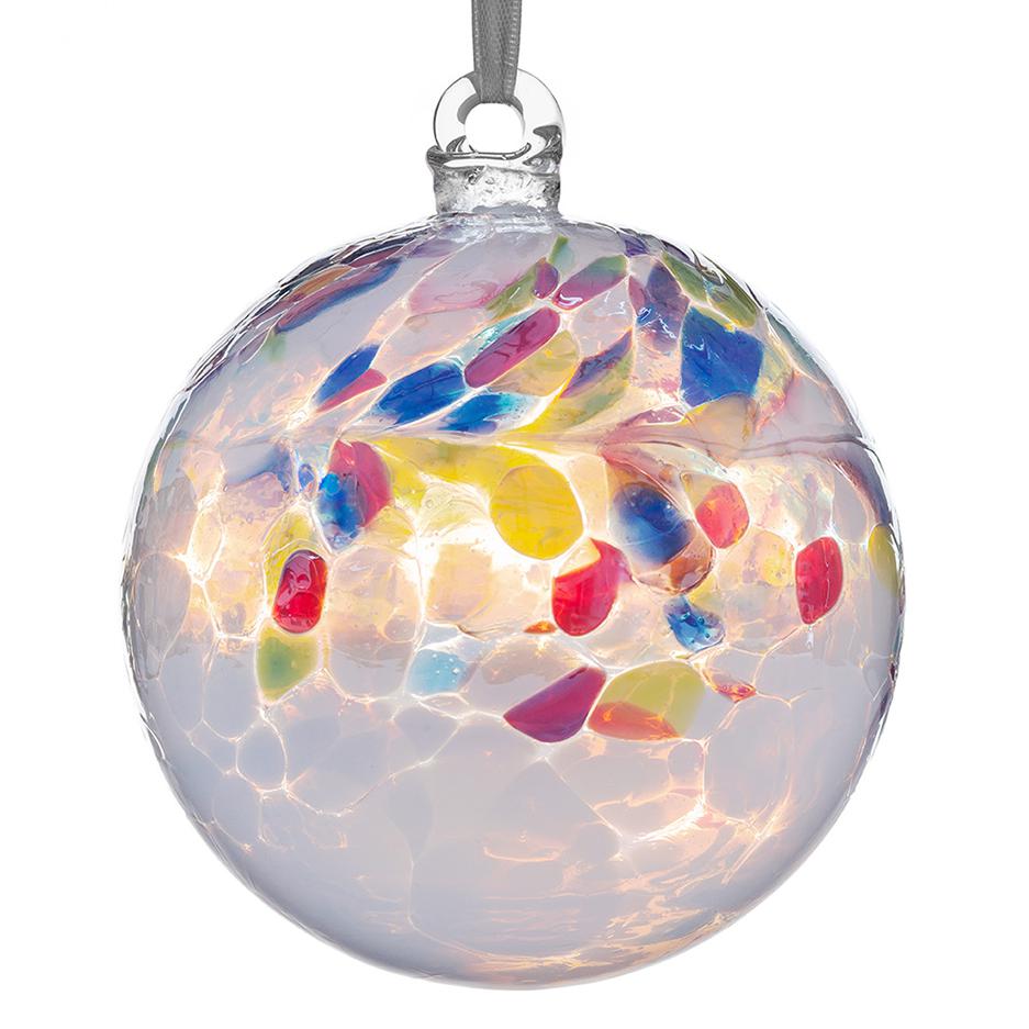 sienna glass 10cm Friendship Ball - Primary White