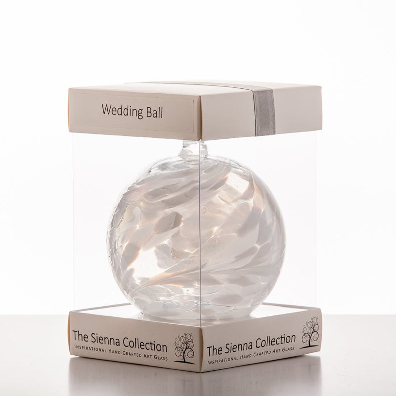 sienna glass 10cm Friendship Ball - Wedding - White