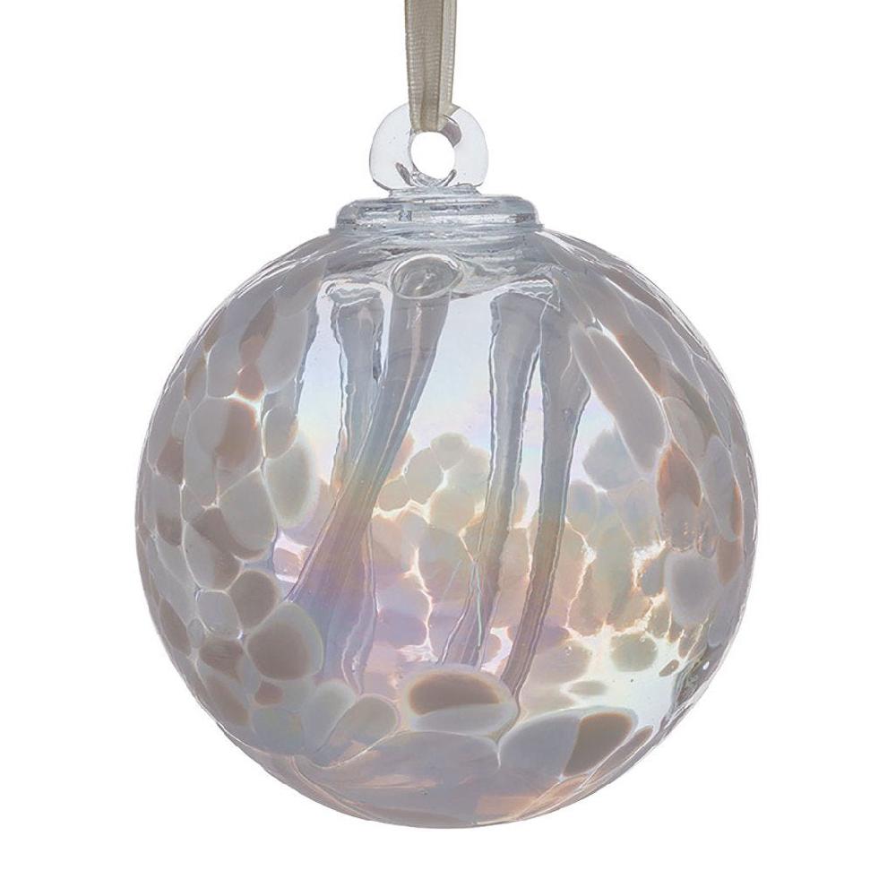 sienna glass 10cm Spirit Ball -White