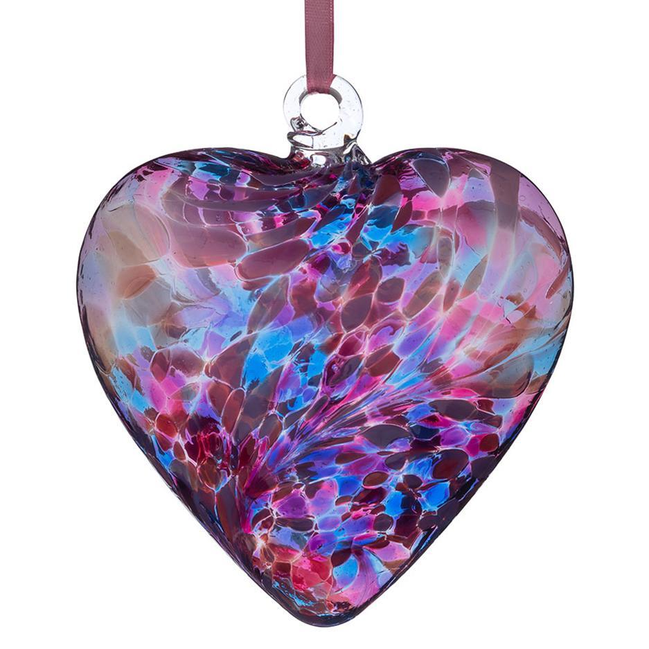 sienna glass 12cm Friendship Heart - Blue & Pink