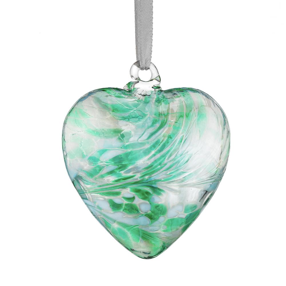 sienna glass 12cm Friendship Heart - Green - NEW
