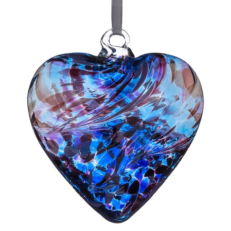 sienna glass 12cm Friendship Heart - Purple & Blue