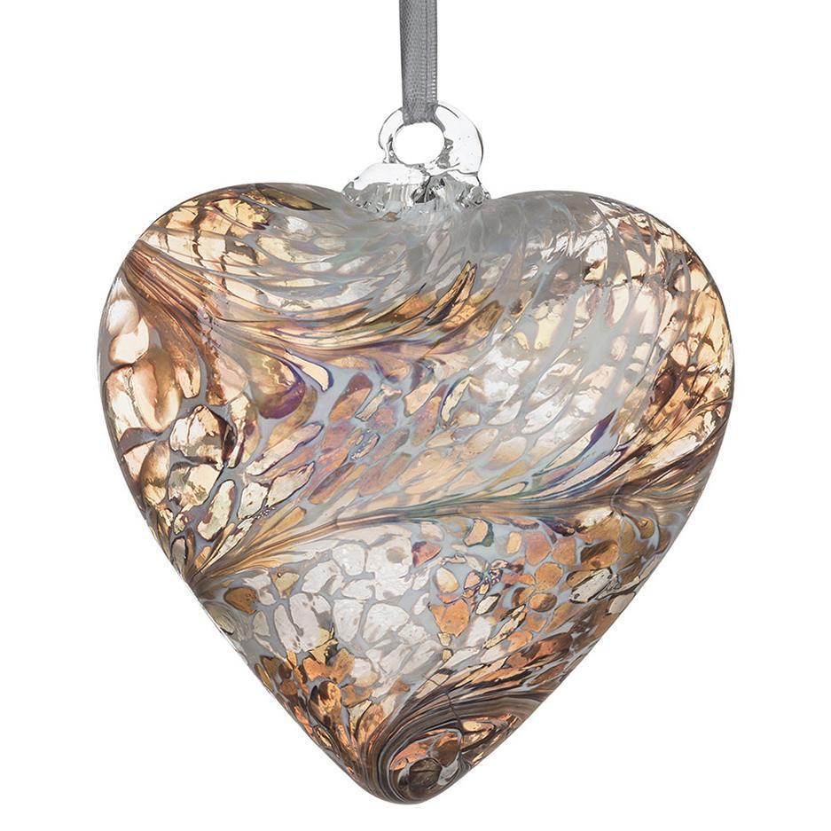 sienna glass 8cm Friendship Heart - Pastel Gold