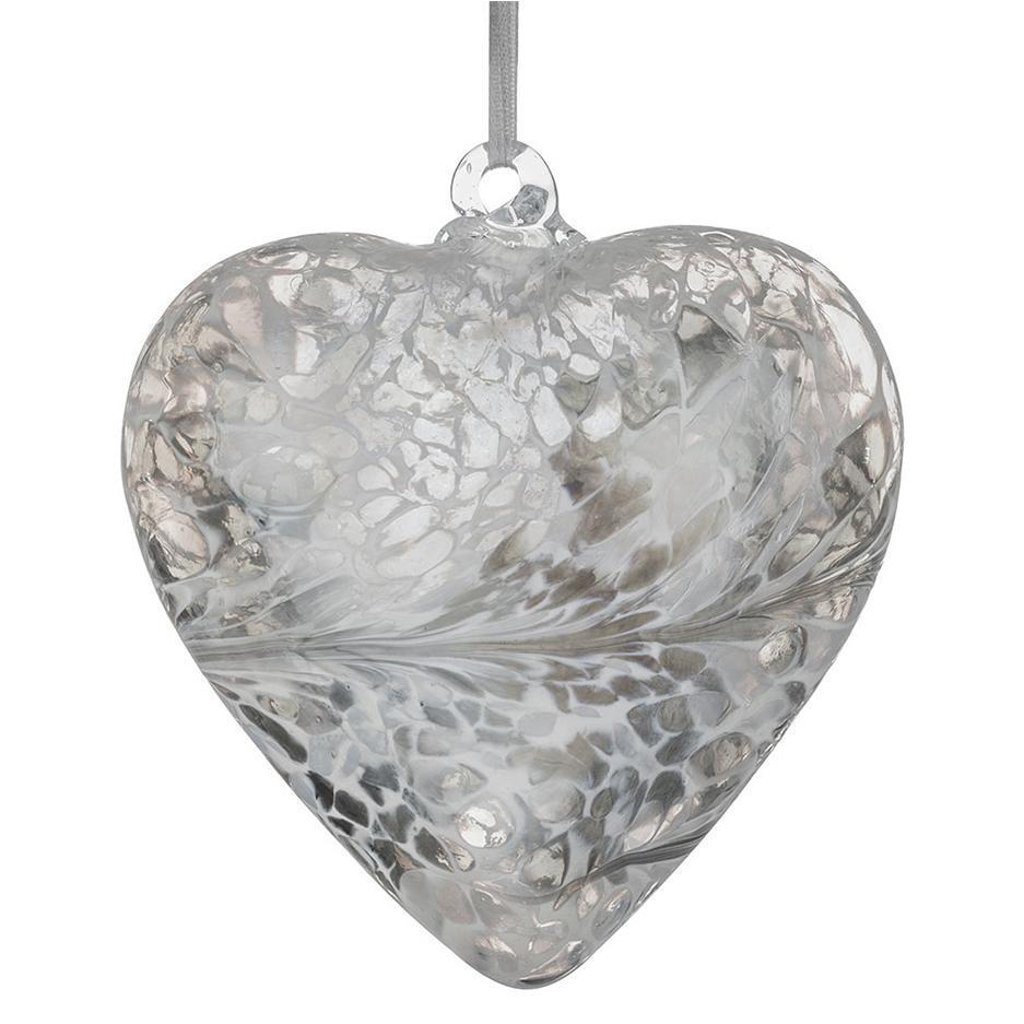 sienna glass 8cm Friendship Heart - Pastel Silver