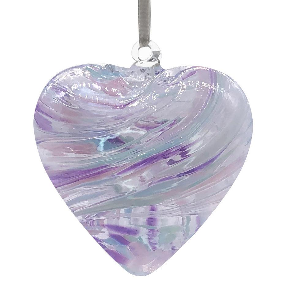 sienna glass 8cm Friendship Heart - Pearl