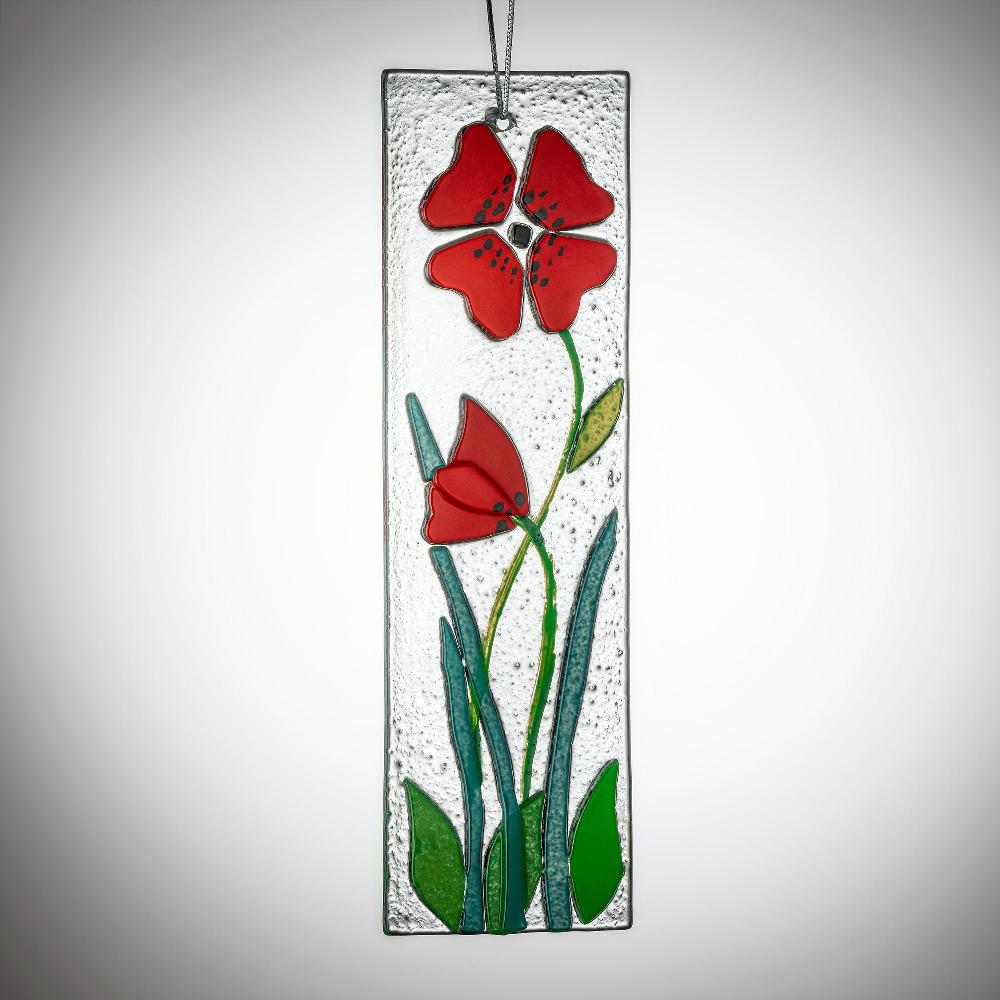 sienna glass Hanging Decorative Flower Plaque - Red