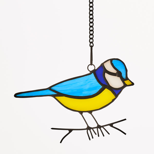 Sienna Glass Hanging Stained Glass Bird - Blue Tit