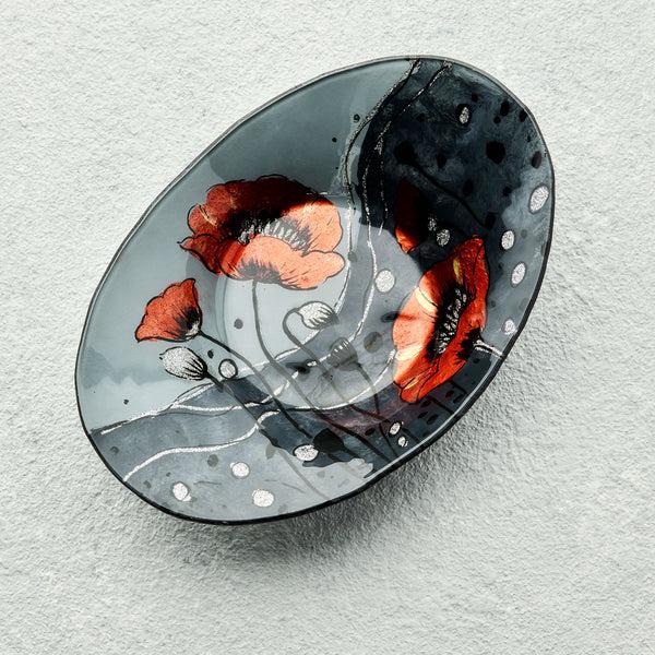 Sienna Glass Oval Bowl - Wild Poppy