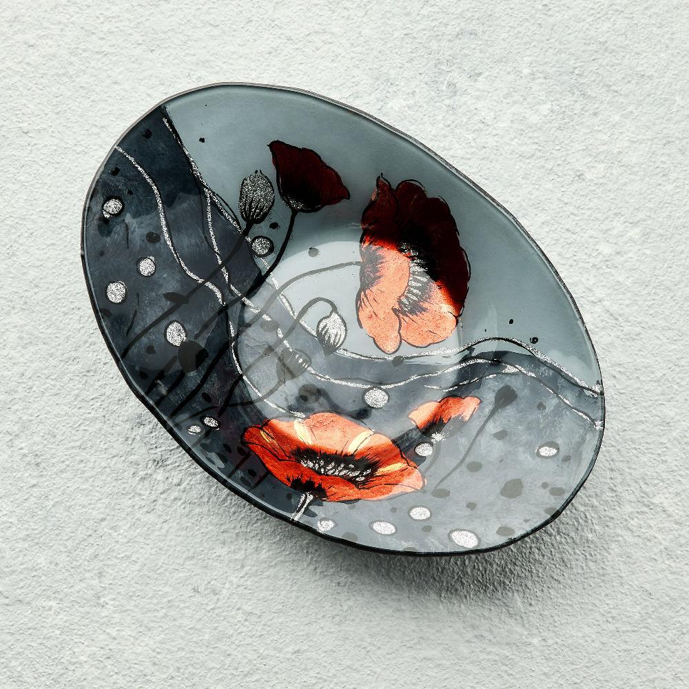 sienna glass Oval Bowl - Wild Poppy