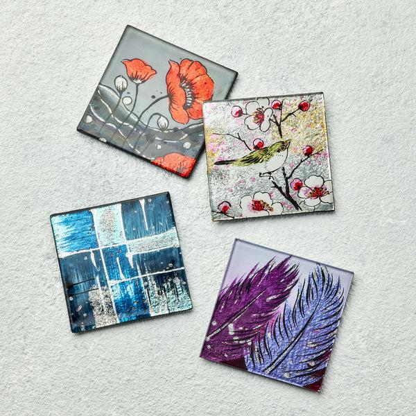 Sienna Glass Set Of 4 Coasters - Wild Poppy