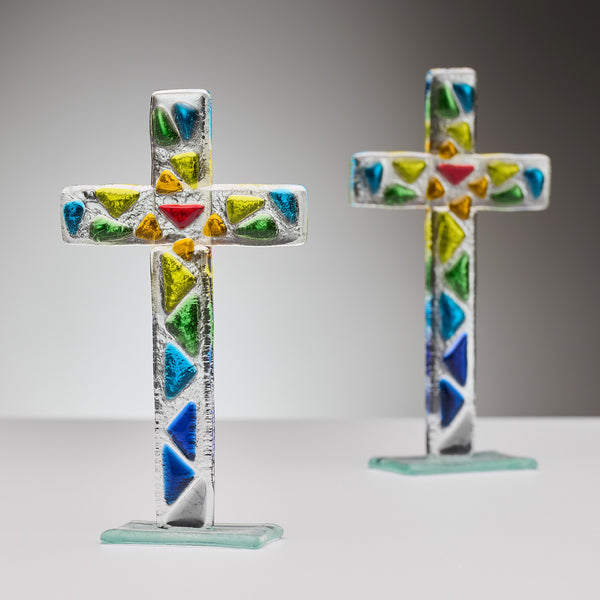 Sienna Glass Standing Cross - Multicoloured Two