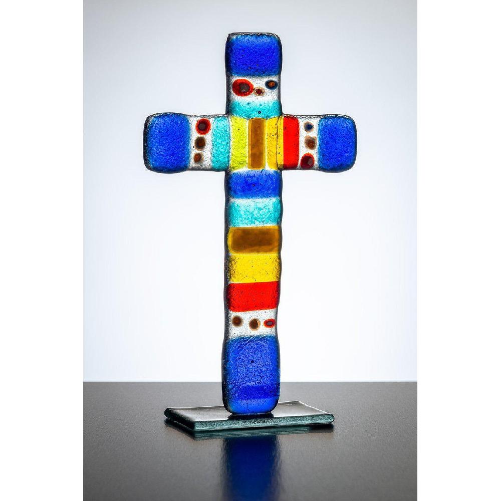sienna glass Standing Glass Cross - Multioloured