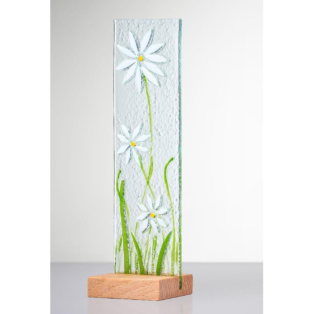 sienna glass Standing Decorative Flower Plaque - White