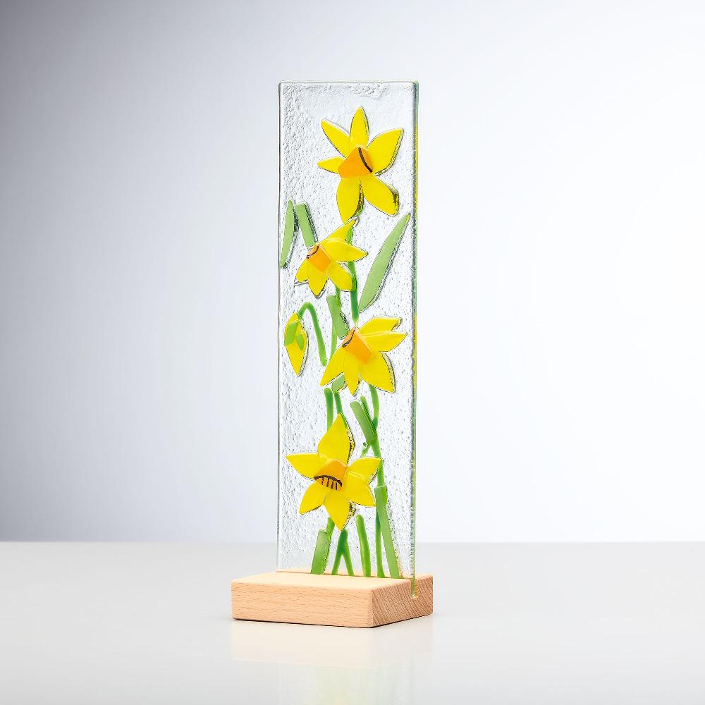 sienna glass Standing Decorative Flower Plaque - Yellow
