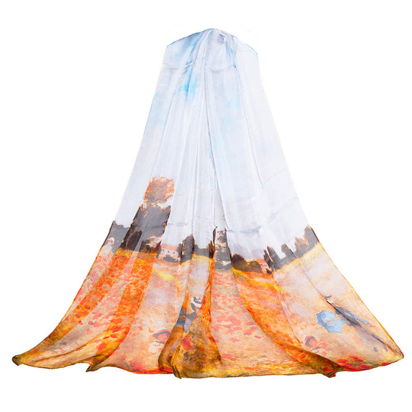 Signare Claude Monet Poppy Field - 100% Pure Silk Scarf