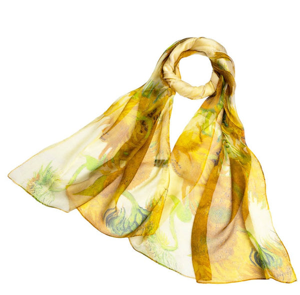 signare Van Gogh Sunflowers - 100% Pure Silk Scarf