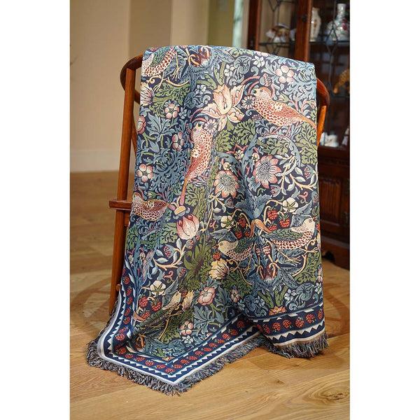 signare William Morris Strawberry Thief Blue - Throw