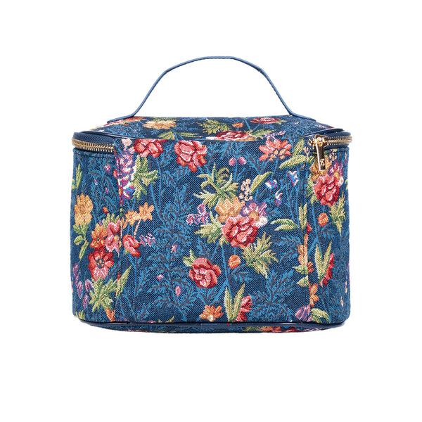 Signare V&A Licensed Flower Meadow Blue - Toiletry Bag
