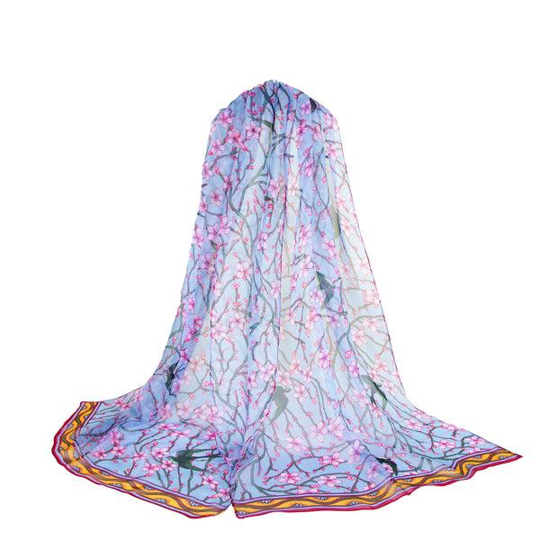 Signare Walter Crane Blossom & Swallow - 100% Pure Silk Scarf