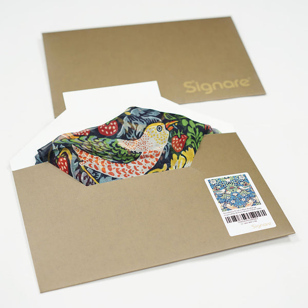 Signare William Morris Strawberry Thief Blue - 100% Pure Silk Scarf