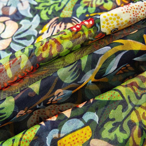 Signare William Morris Strawberry Thief Blue - 100% Pure Silk Scarf