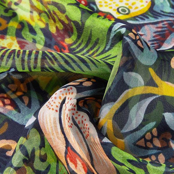 Signare William Morris Strawberry Thief Blue - 100% Pure Silk Scarf