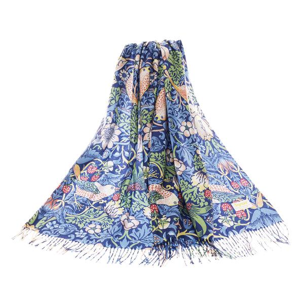 signare William Morris Strawberry Thief Blue - Art Pashmina