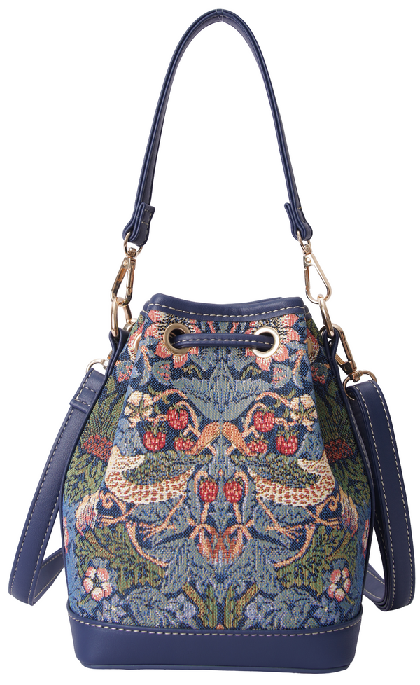 Signare William Morris Strawberry Thief Blue - Bucket Bag