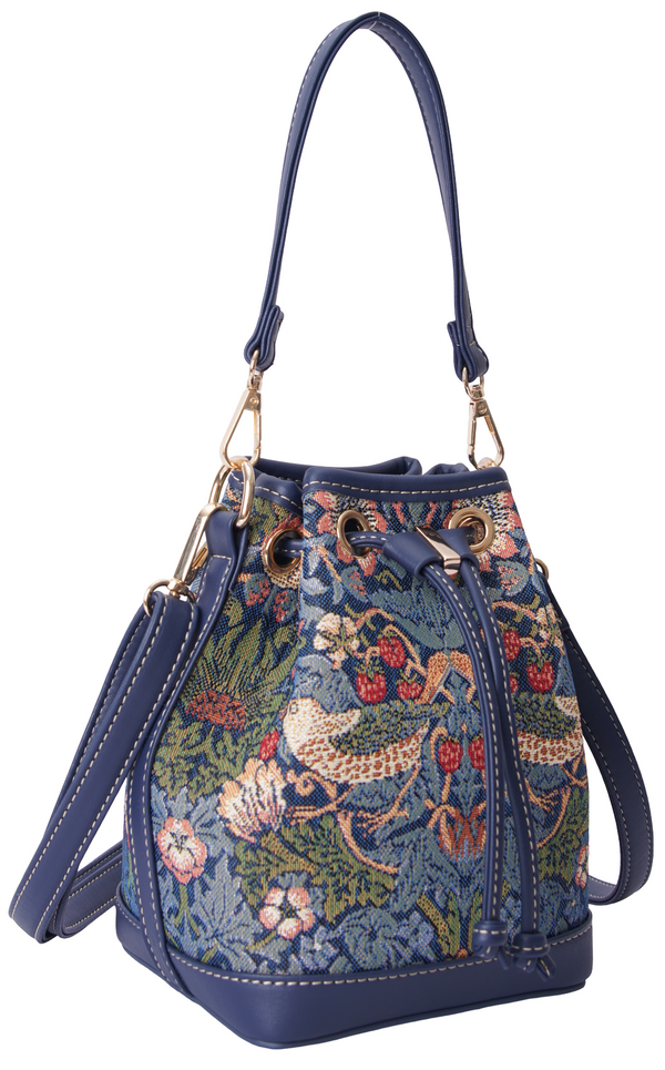 Signare William Morris Strawberry Thief Blue - Bucket Bag