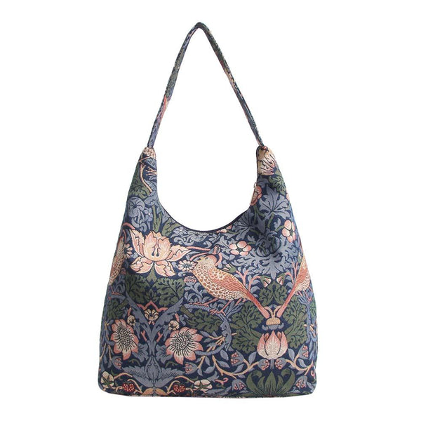 Signare William Morris Strawberry Thief Blue - Hobo Bag