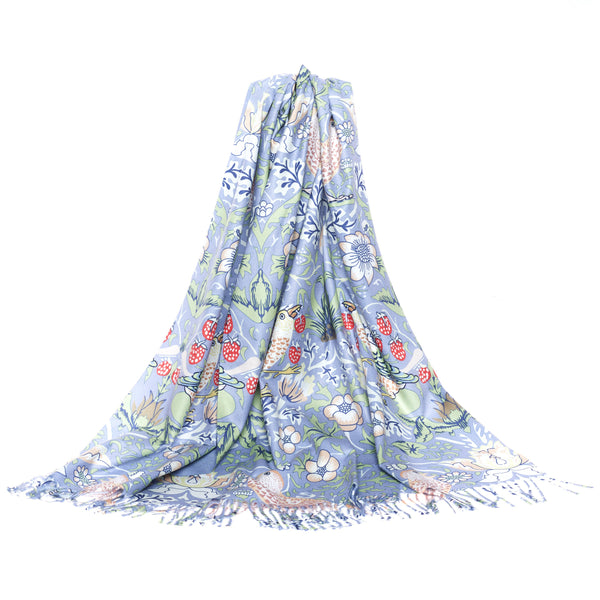 signare William Morris Strawberry Thief Grey - Art Pashmina